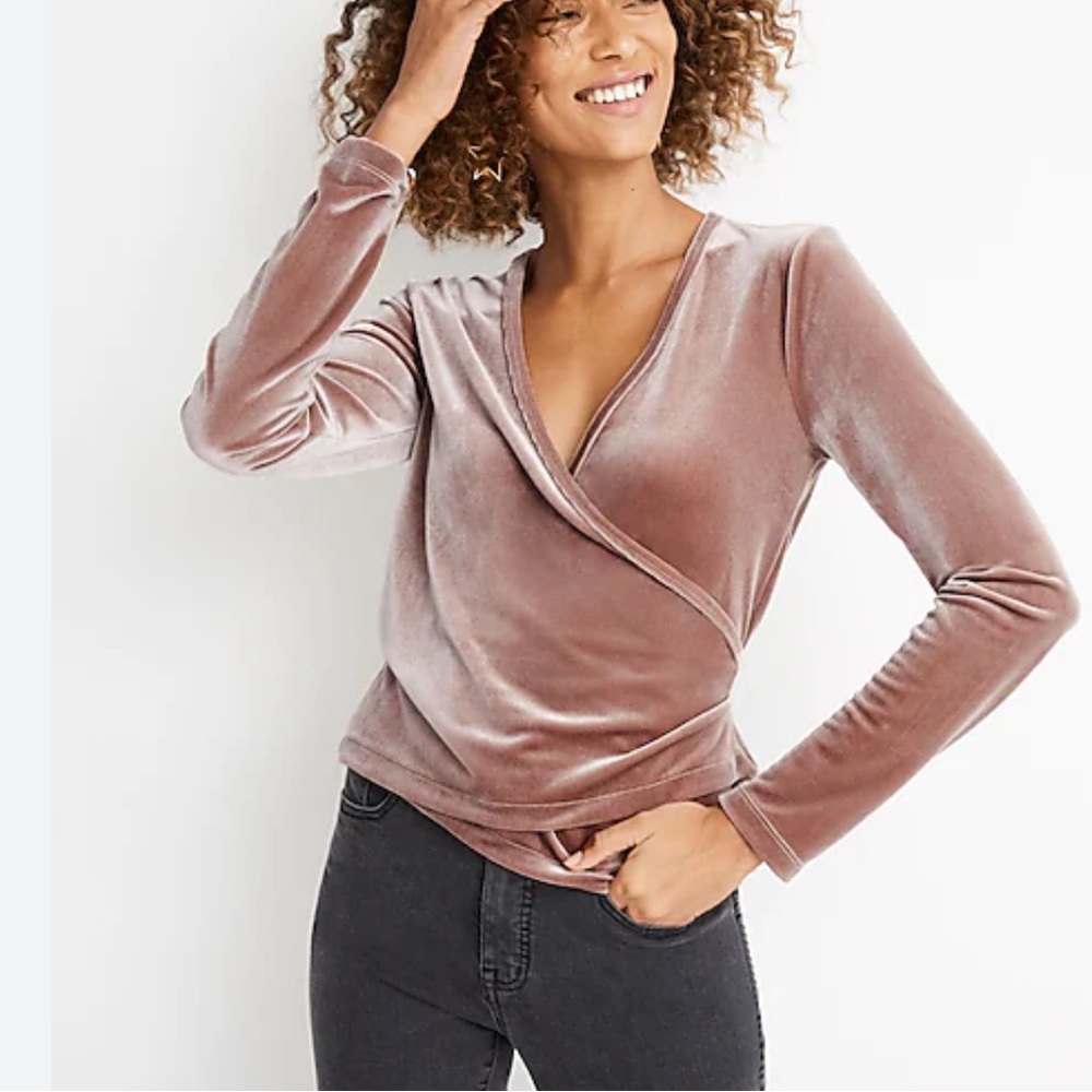 Madewell Velvet Ballet Wrap Top Long Sleeve Size XL Women's